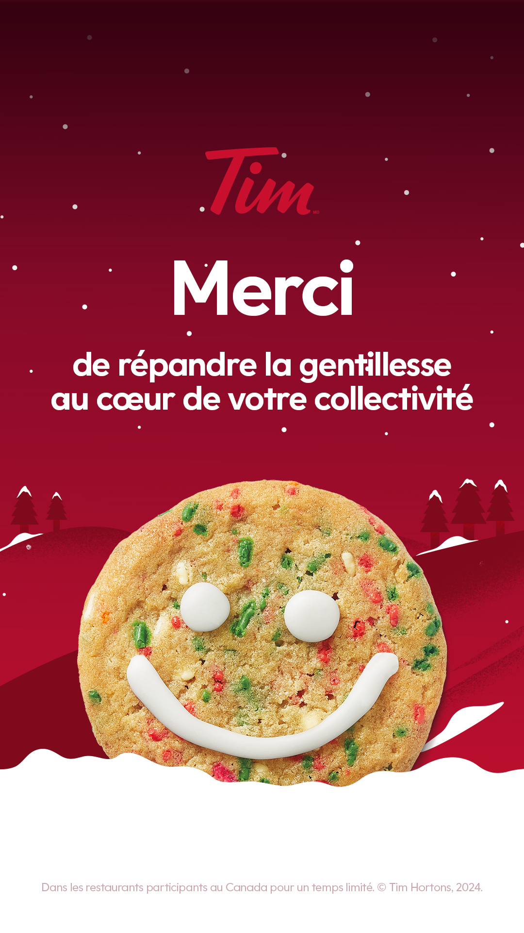 Biscuit sourire des Fêtes de Tim Hortons - Moisson Rive-Sud